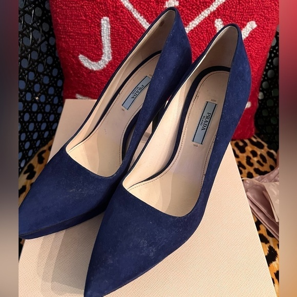 PRADA Camoscio Basic Suede Calzature Donna Bottiglia Platform Pump in Navy - Picture 4 of 9